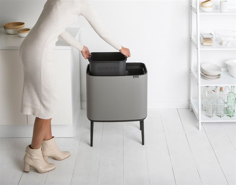 Brabantia - Kosz na śmieci Touch Bin Bo 11+23l szary Mineral Concrete