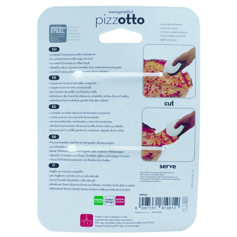 i Genietti - Nóż + szczypce do serwowania pizzy