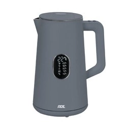 ADE - czajnik elektryczny z regulacją temperatury, podwójne ścianki, 1,5 l, 20 x 15 x 27 cm, szary