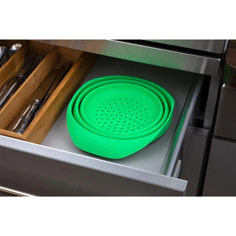 Lurch - cedzak składany, silikon, 19 x 22 x 3,5 cm, 2,0 l, zielony