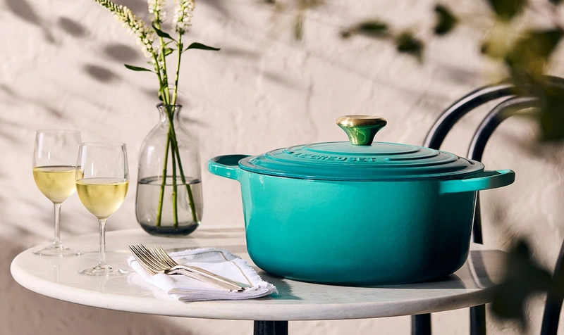 Le Creuset brytfanna żeliwna emaliowana Signature okrągła 28 cm 6,7l Bleu Riviera