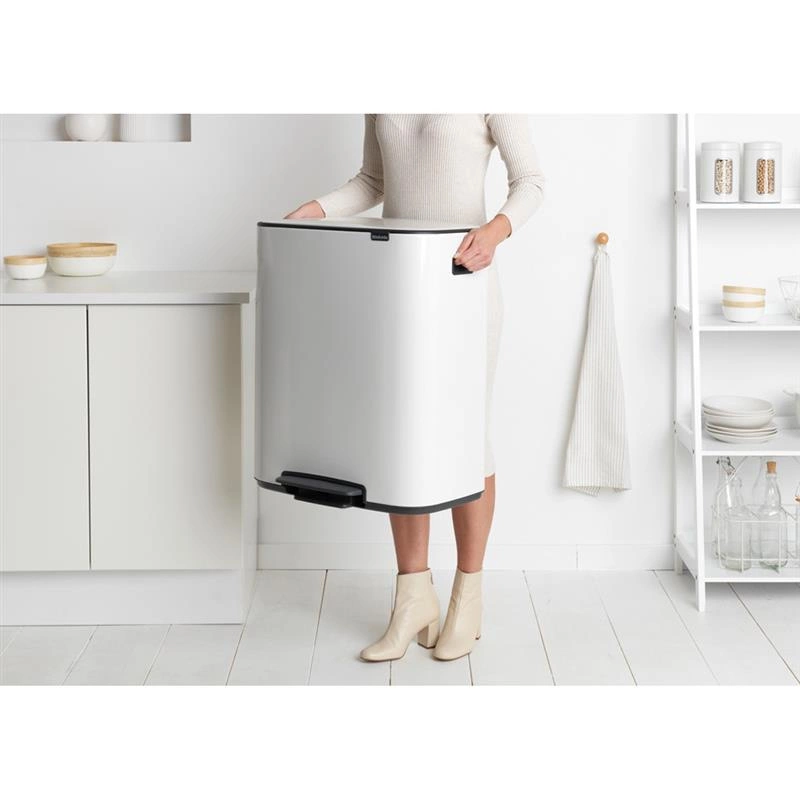 Brabantia - Kosz na śmieci pedałowy Bo 2x30L biały