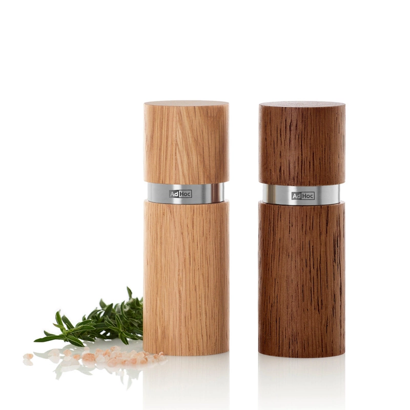 AdHoc - Zestaw młynków do pieprzu i soli Textura XS jasny/ciemny dąb