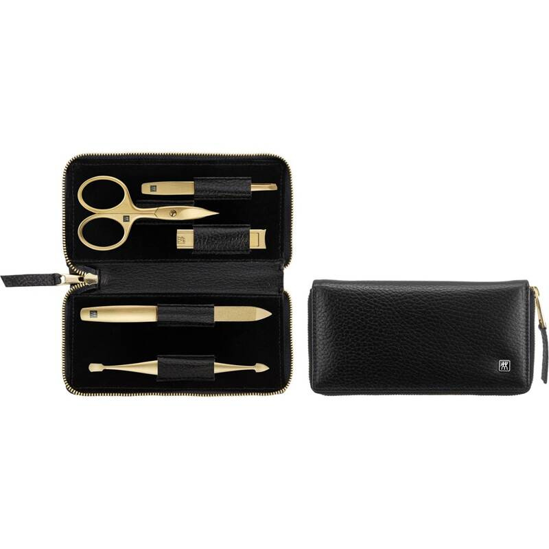 Zwilling - zestaw do manicure – czarne skórzane etui, 5 elementów Twinox Gold Edition