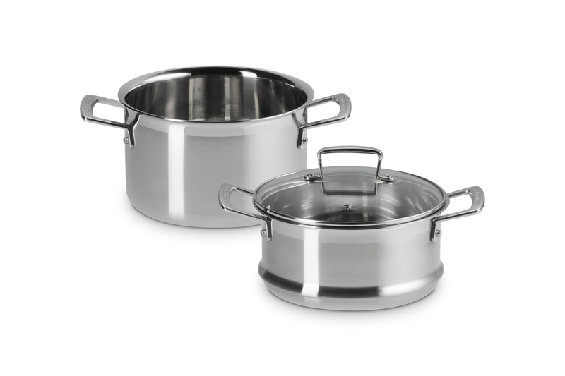 Le Creuset - garnek z wkładem do gotowania na parze stalowy 20 cm