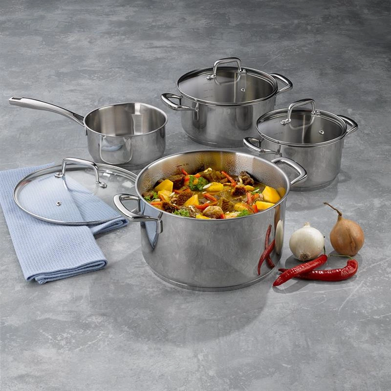 Kela - zestaw garnków z pokrywkami, 4 szt., stal nierdzewna/szkło Flavoria