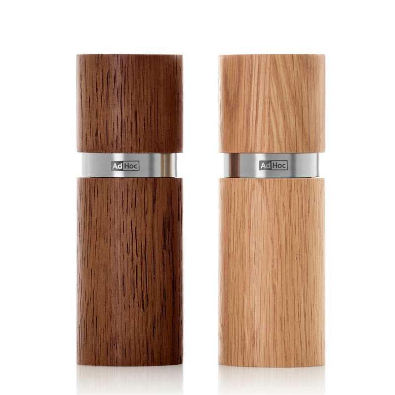 AdHoc - Zestaw młynków do pieprzu i soli Textura XS jasny/ciemny dąb