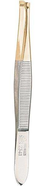 Erbe Solingen - Pęseta prosta 9 cm stal niklowana, pozłacane końce