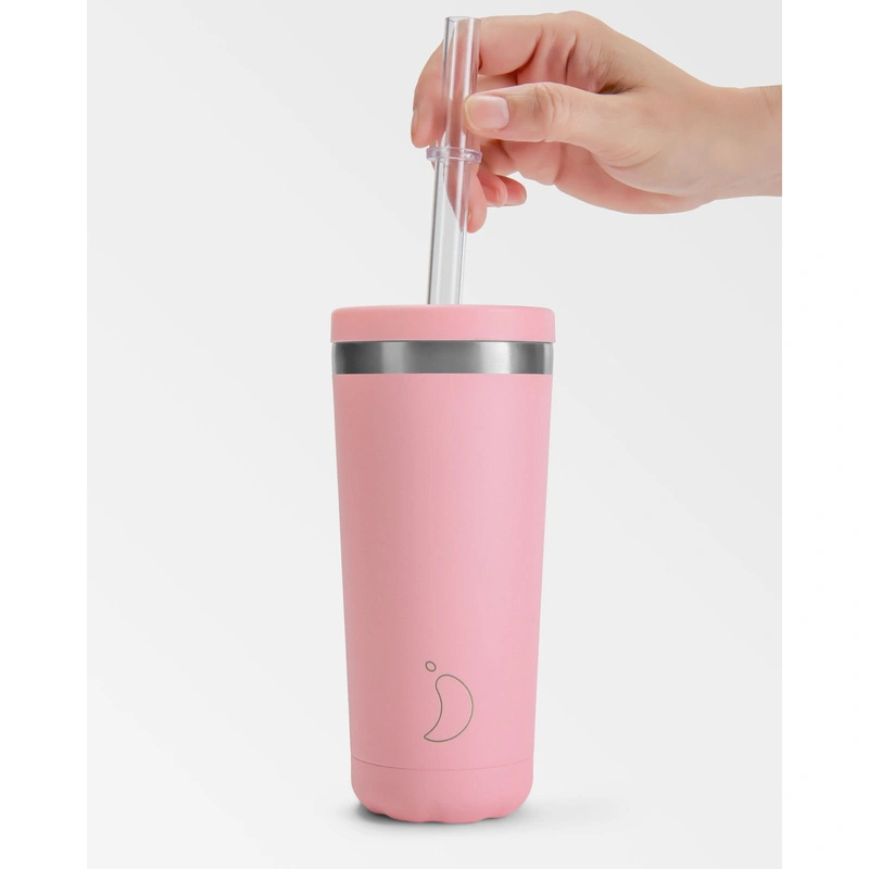 Chilly's Bottles - Termiczny kubek ze słomką Chilly's | 500ml | Pastelowy róż