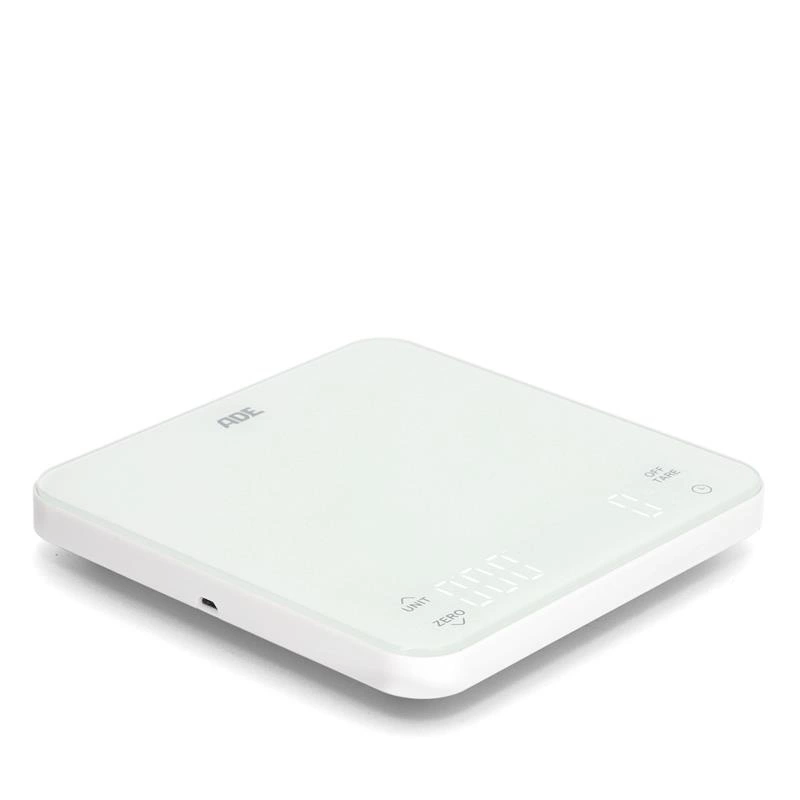 ADE - waga kuchenna ładowana przez USB, do 5 kg, 16 x 16 cm, biała Nuria