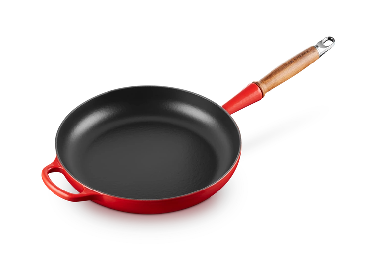 Le Creuset - patelnia żeliwna z drewnianym uchwytem 28 cm Wiśniowy