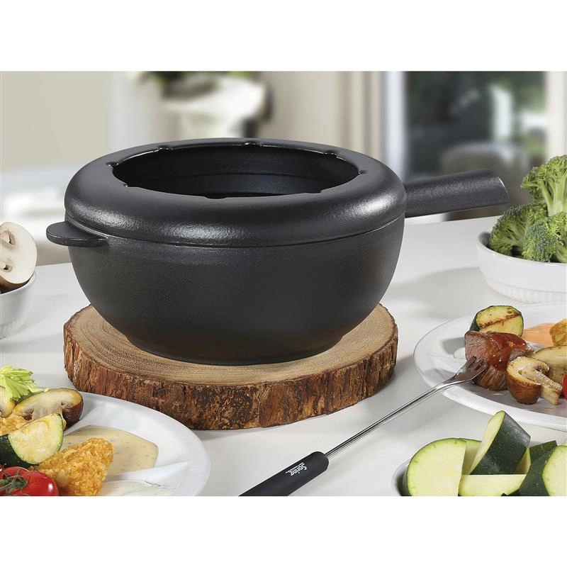 Spring - garnek do fondue serowego, śred. 20 x 10,5 cm, 2,0 l, żeliwo, czarny
