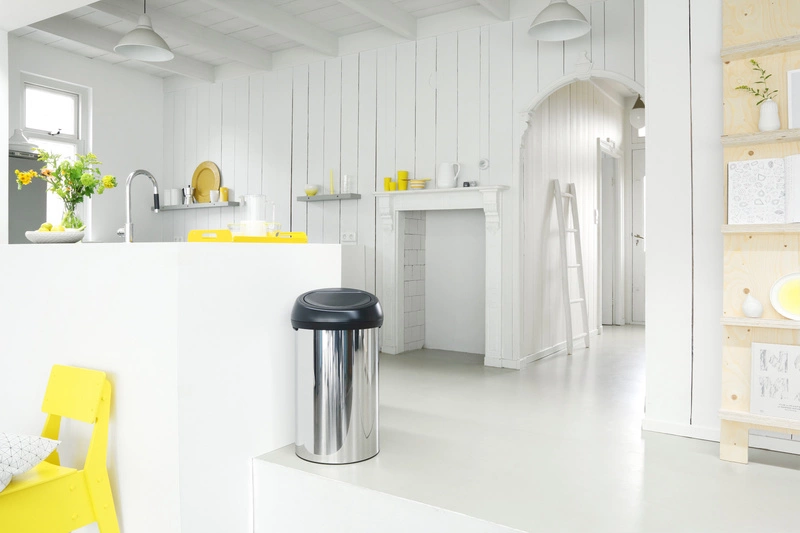Brabantia - kosz na śmieci Touch Bin - 60 L, stal polerowana - pokrywa czarna