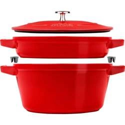 Staub - zestaw 2 naczyń + pokrywka 24 cm czerwony