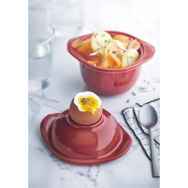 Emile Henry - Naczynie do zapiekania i serwowania jajek 0,3l - czerwony