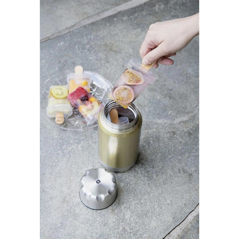 Sagaform - termos obiadowy ze składaną łyżką Mark, stal nierdzewna/miedź, 0,6 l, śred. 9 x 20 cm, złoty To Go