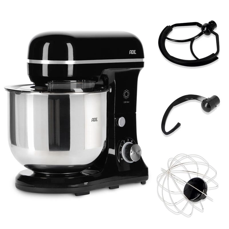 ADE - mikser planetarny, 3 mieszadła, 1200 W, 29,5 x 20,5 x 31,5 cm, czarny