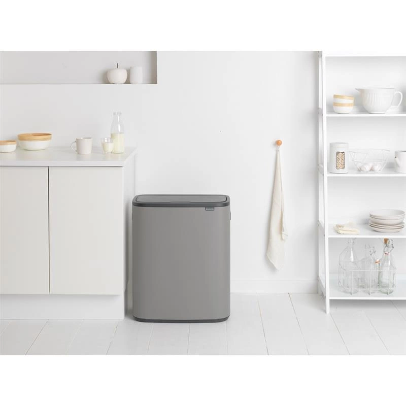 Brabantia - kosz na śmieci Bo Touch Bin 60L (2 x 30) mineralny betonowy
