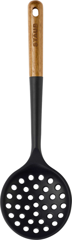 Staub - cedzak czarna silikonowa uchwyt akacja 31 cm