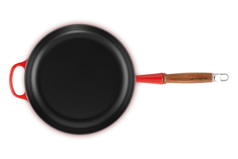 Le Creuset - patelnia żeliwna z drewnianym uchwytem 28 cm Wiśniowy
