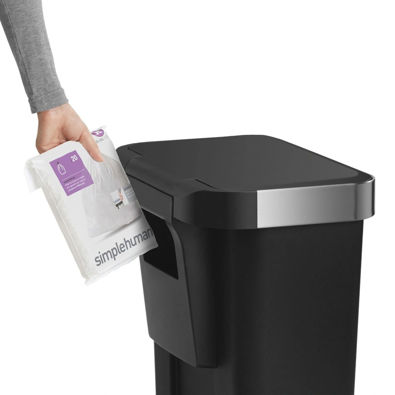 simplehuman - Kosz na śmieci pedałowy Liner Pocket, 45 l; czarny