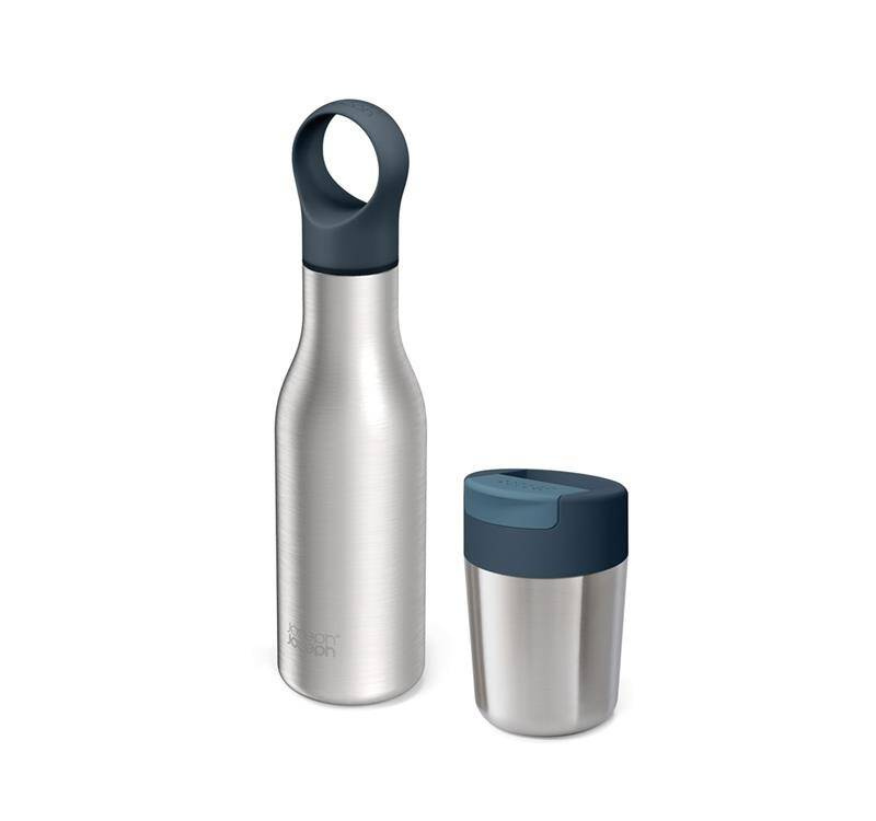 Joseph Joseph - Zestaw podróżny butelka Loop™ + kubek Sipp™stal
