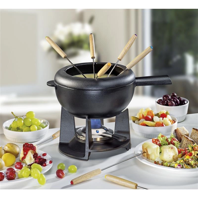 Spring - zestaw do fondue serowego, dla 8 os., 2,0 l, żeliwo, czarny FONDUE