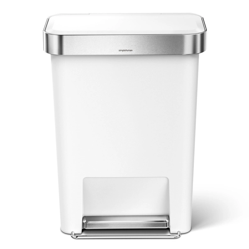 simplehuman - Kosz na śmieci pedałowy Liner Pocket, 45 l; biały