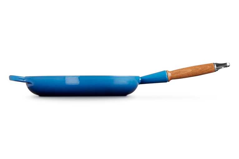 Le Creuset - patelnia żeliwna z drewnianym uchwytem 28 cm Lazure