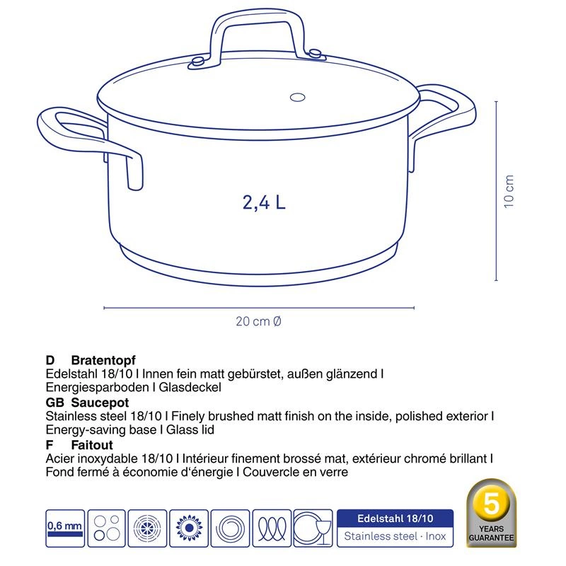Kela - Garnek z pokrywką 2,4 l Flavoria