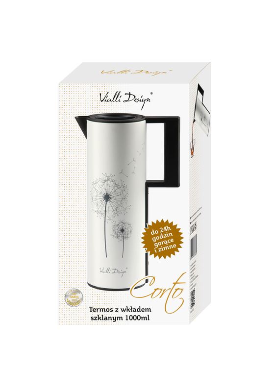 Vialli Design - Termos z wkładem szklanym 1L CORTO biały