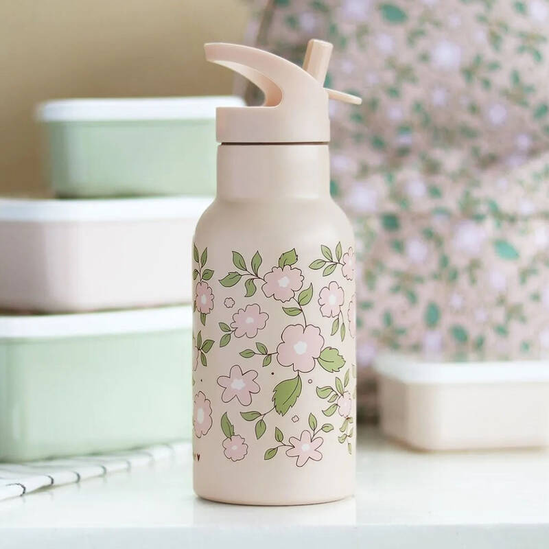 A Little Lovely Company - Kubek ze słomką dla dzieci BLOSSOMS PINK 350 ml