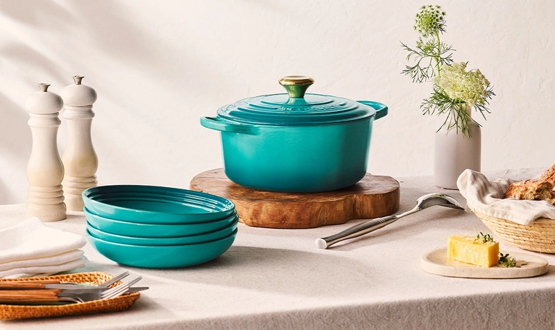 Le Creuset brytfanna żeliwna emaliowana Signature okrągła 28 cm 6,7l Bleu Riviera