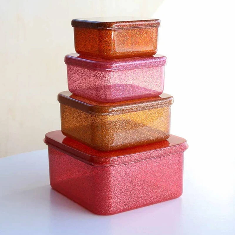 A Little Lovely Company - Lunchboxy dla dzieci GLITTER - AUTUMN PINK