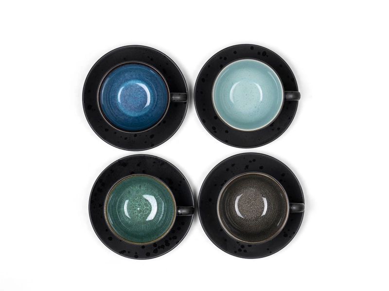 Bitz - Zestaw filiżanek ze spodkami 4 szt. czarny/ciemny czarny