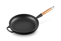 Le Creuset - patelnia żeliwna z drewnianym uchwytem 28 cm czarna
