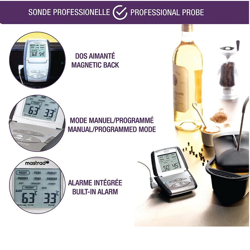 Mastrad - Termometr do pieczenia mięs OVENsrebrno-czarny