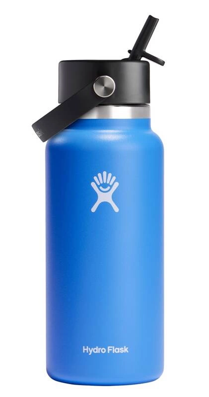Hydro Flask - Butelka 946 ml Wide Mouth Flex Straw Cap niebieski Cascade