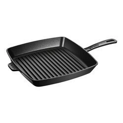 Staub - kwadratowa żeliwna patelnia grillowa 30 cm, czarny