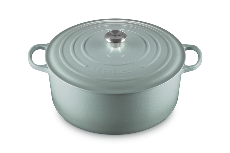 Le Creuset brytfanna żeliwna emaliowana Signature okrągła 34 cm 12 l sea salt