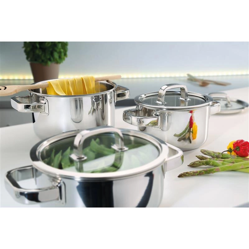 Spring - zestaw garnków ze szklanymi pokrywami, 4 el., stal nierdzewna/szkło FINESSE