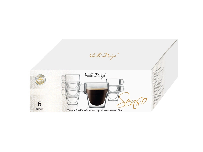 Vialli Design - Komplet 6 szklanek do espresso z podwójną ścianką 150ml Senso