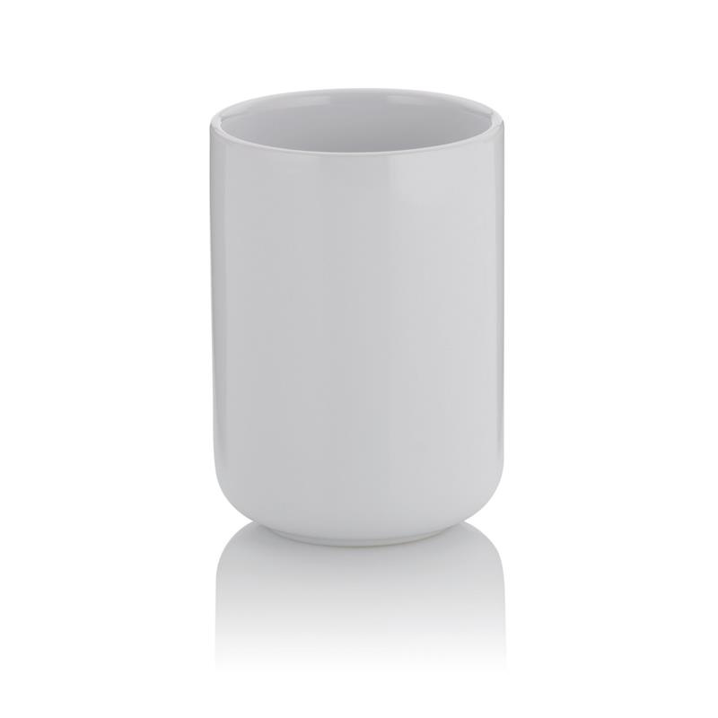 Kela - ceramiczny kubek łazienkowy, śred. 7,5 cm, wys. 10 cm, biały Isabella