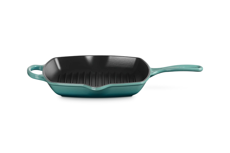 Le Creuset - patelnia żeliwna grillowa z dwoma uchwytami 26 cm bleu riviera