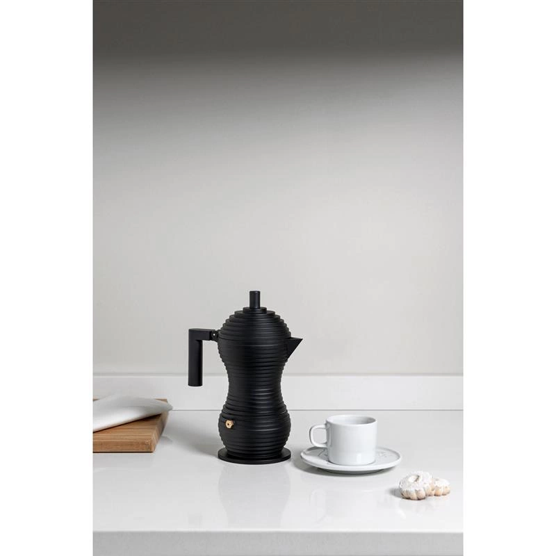 Alessi - zaparzacz do kawy, ciśnieniowy, czarny na 6 filiżanek Pulcina