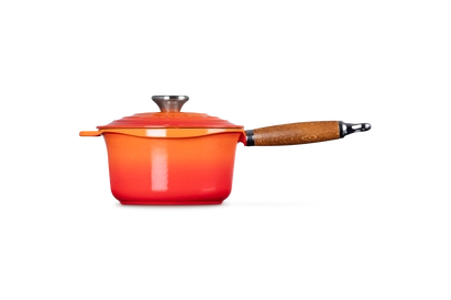 Le Creuset - Rondel żeliwny z drewniana rączką 18 cm płomienny