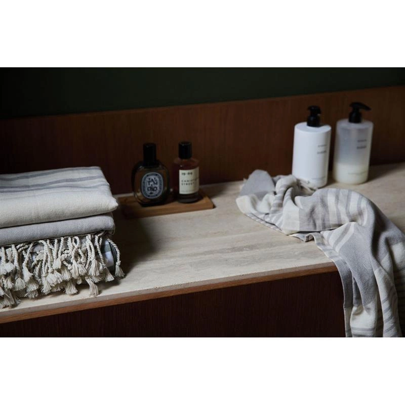 Sagaform - kocyk piknikowy lub ręcznik plażowy Ella Hamam, 145 x 250 cm, bawełna organiczna, beżowy Outdoor