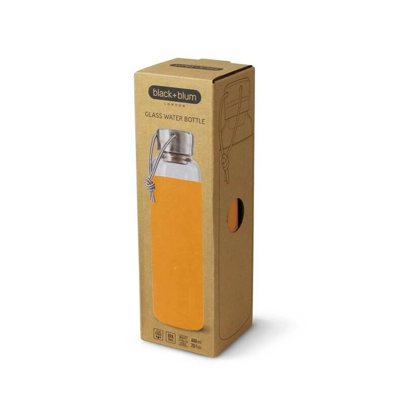 Black & Blum - Butelka szklana na wodę 600ml, pomarańczowa