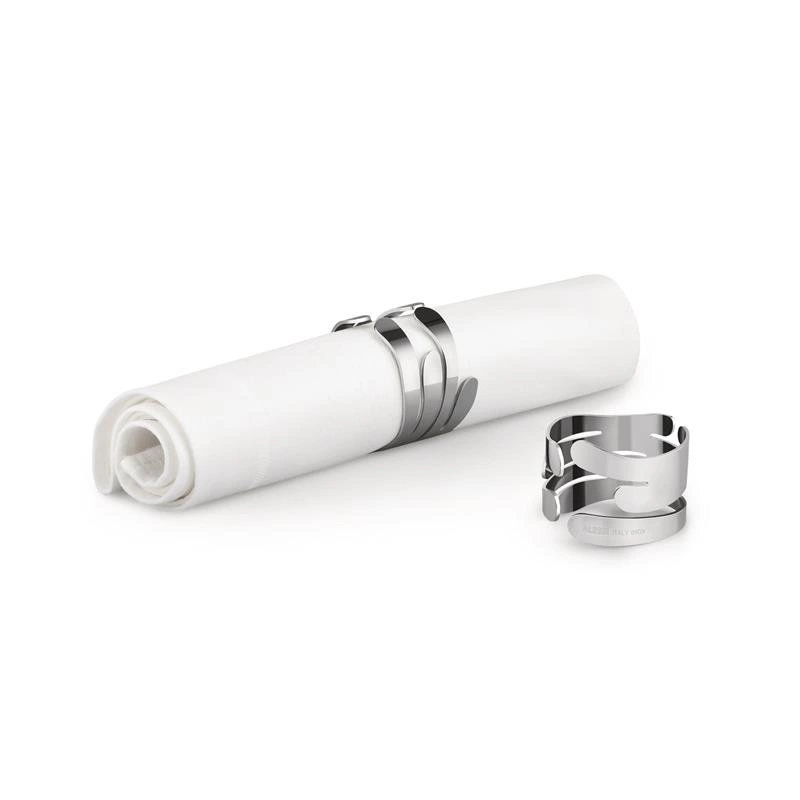 Alessi - Zestaw dwóch obrączek na serwetki, srebrne Barkring