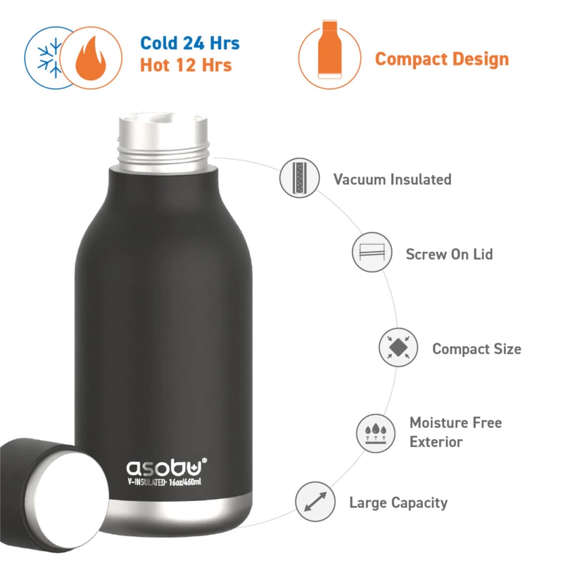 Asobu - Butelka termiczna URBAN PASTEL ORANGE, 473ml